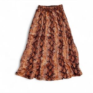 Y2K Brown snake print maxi skirt with elastic waistband #boho #festivalvibes